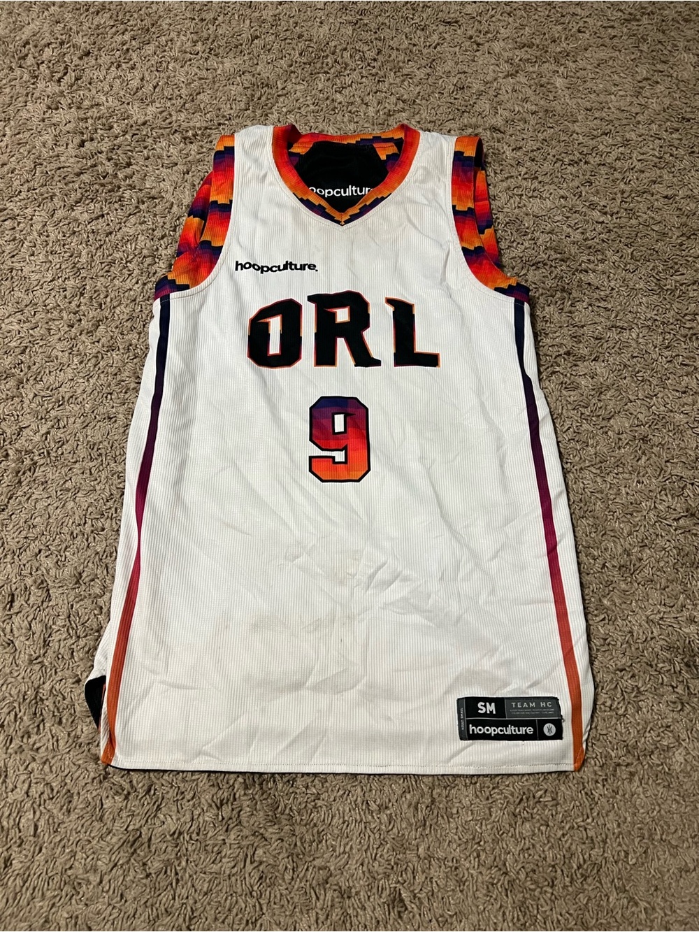 HoopCulture ORL Basketball Jersey - White with Sunset reversible